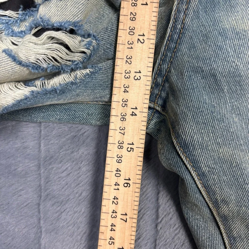 MNML Mens Distressed Relaxed Fit Denim Jeans Light Wash Ripped Size 30 RN139488